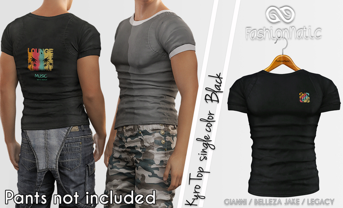 Kyro Male Top Black - Signature Gianni, Belleza Jake, Legacy - FashionNatic