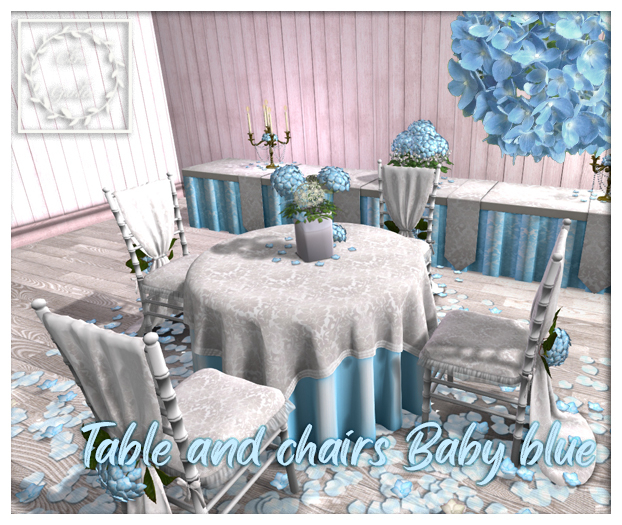 C*Table and chairs Hydrengea  Baby Blue*