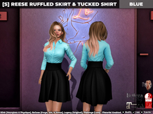 [S] Reese Ruffled Skirt & Tucked Shirt Blue