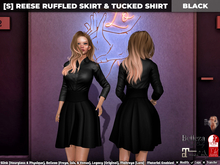 [S] Reese Ruffled Skirt & Tucked Shirt Black