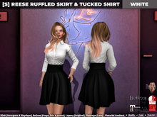[S] Reese Ruffled Skirt & Tucked Shirt White