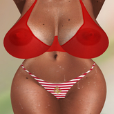 So CUTE! RED Nautical Stripe Crop Tank & Bikini Bom & Omega Applier Set (Boxed)