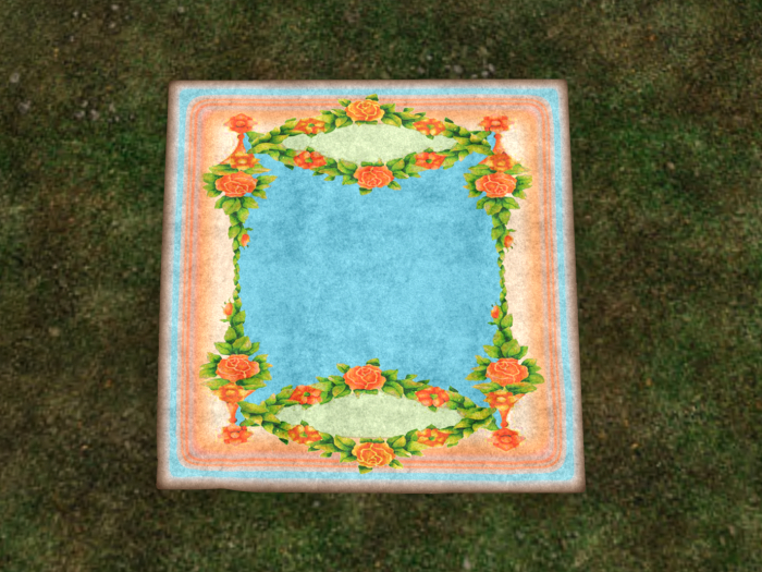 Gift-Seaweed Sonnet French Roses Square Rug Set