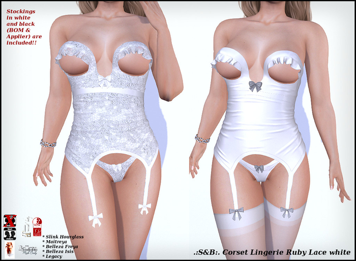 .:S&B:. Corset Lingerie Ruby Lace White (unpacked)