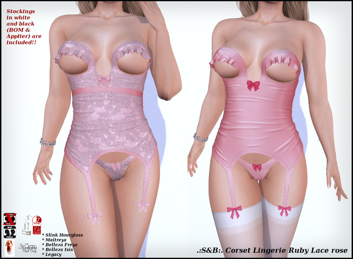 .:S&B:. Corset Lingerie Ruby Lace Rose (unpacked)