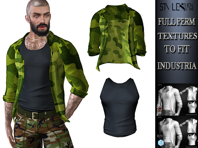30% SALE-STYLES-INDUSTRIA Shirt&TankTop -Texture FULL PERM - V7.1
