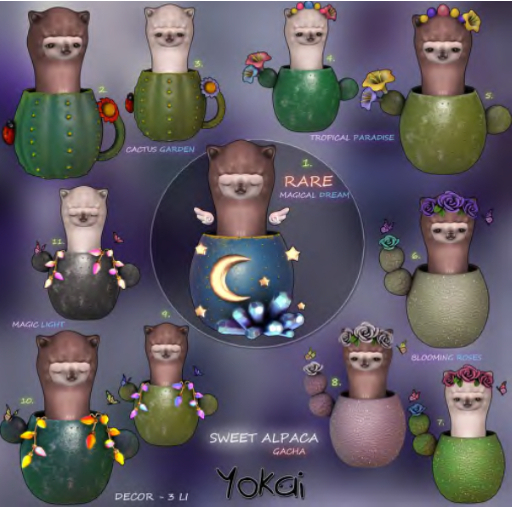 7.YOKAI - Sweet Alpaca - Blooming roses (milky/green)