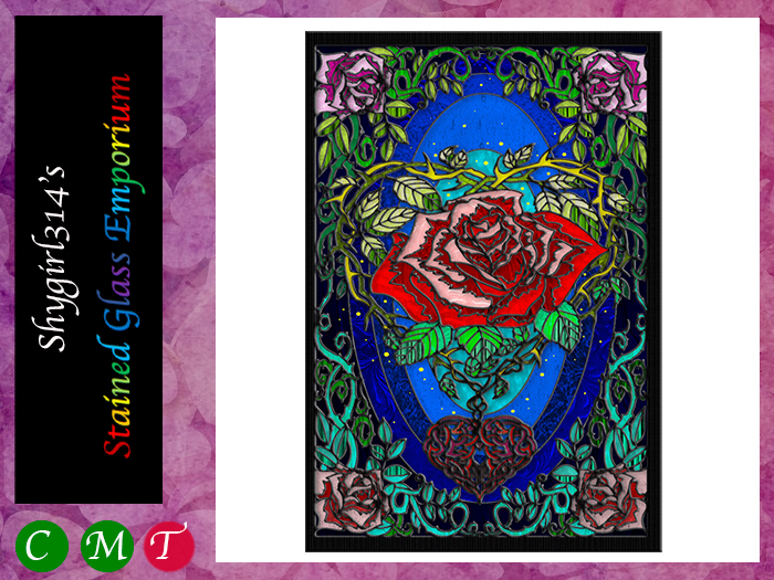 SGE325 Celtic Rose Stained Glass Panel Box