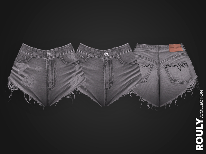 08 ROULY :: Extreme Distressed Denim Shorts  - Gray