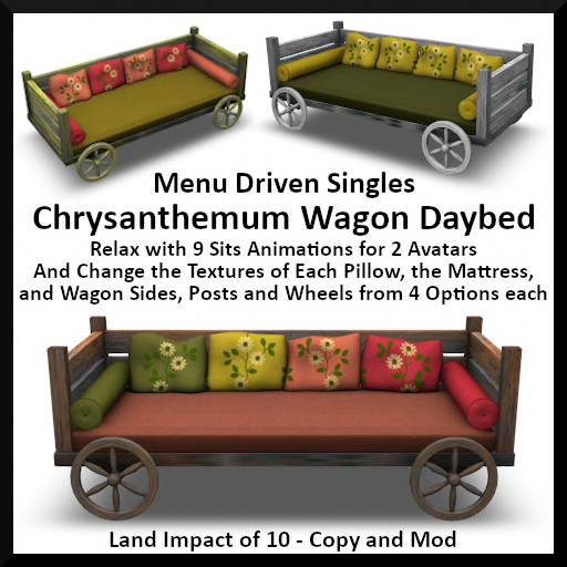 Menu Driven Chrysanthemum Wagon Daybed - Singles