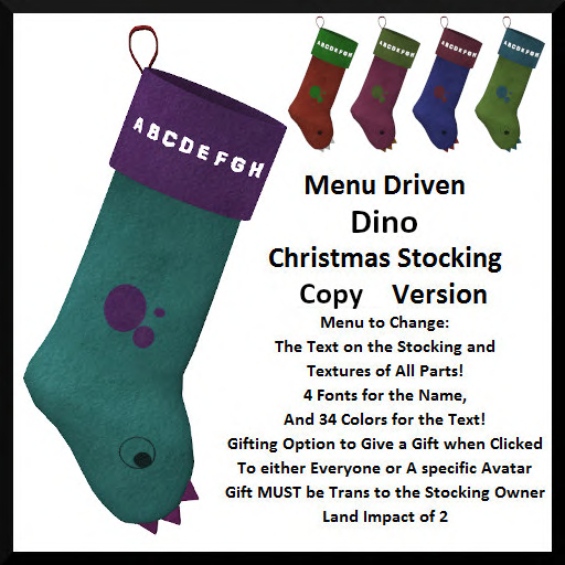 Menu Driven Dino Christmas Stocking Copy Version