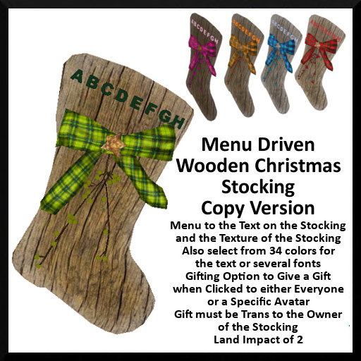 Menu Driven Wooden Christmas Stocking Copy Version