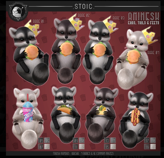.STOIC. TRASH PANDA BURGER KING BLACK 01 RARE