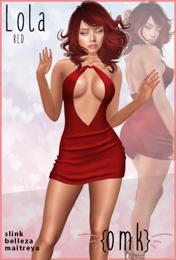 {omk} Lola Red Silk Ring Halter Mini