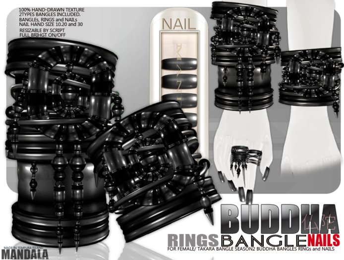 )update[MANDALA]TAKARA Bangle/Rings/Nails/Buddha(BLACK)