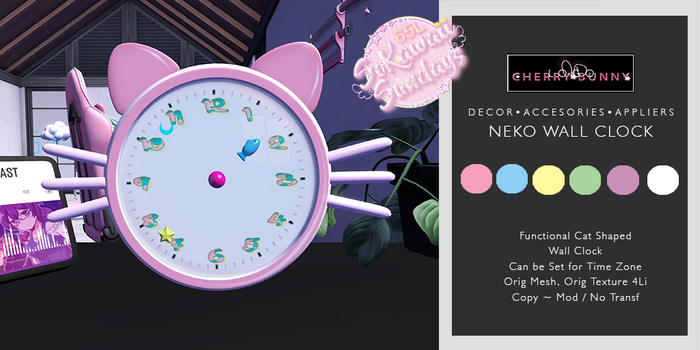 Cherry Bunny~Neko Wall Clock- FATPACK