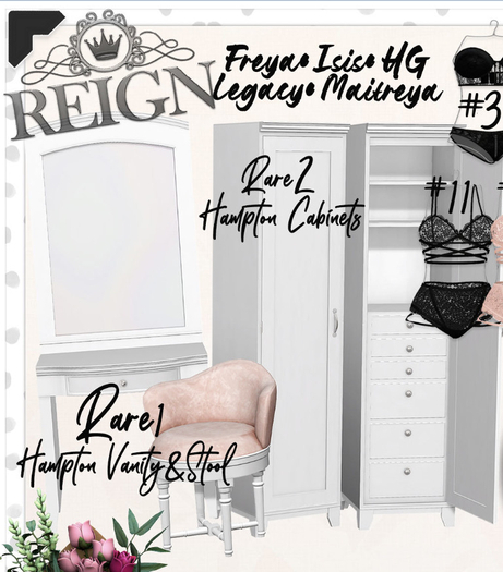 REIGN.- HAMPTON VANITY CABINETS- RARE 2