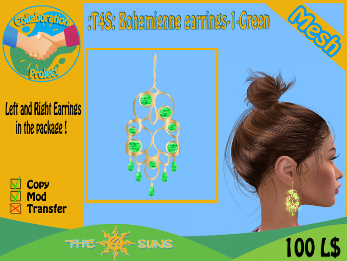 :T4S: Bohemienne earrings-1-Green