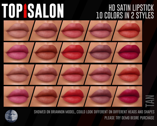 TOP1SALON - HD SATIN LIPSTICK (Genus) TAN