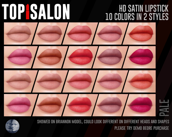 TOP1SALON - HD SATIN LIPSTICK (Genus) PALE