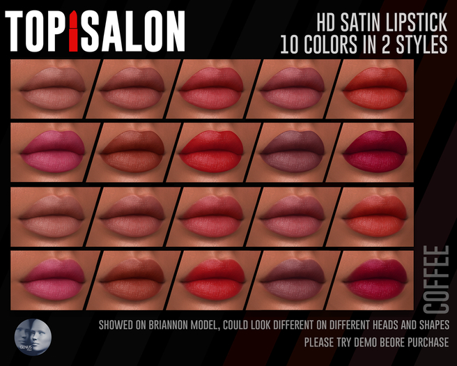 TOP1SALON - HD SATIN LIPSTICK (Genus) COFFEE