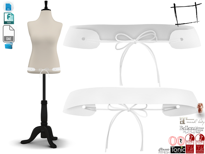 Dae Obj FBX For Women's Drawsting Bow Tie Front Belt Slink, Maitreya, Belleza, Tonic, Legacy, Ocacin