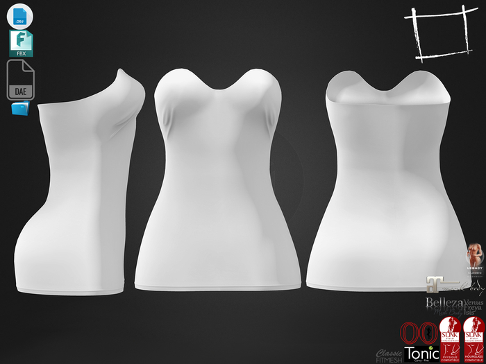 Dae Obj FBX For Women's Strapless Mini Dress Slink, Maitreya, Belleza, Tonic, Legacy,