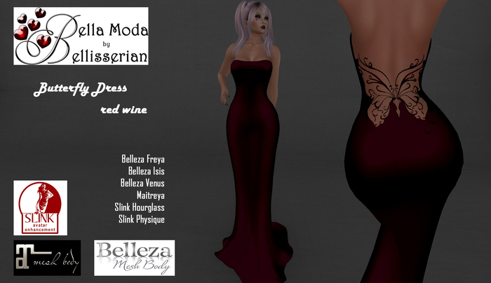 Dress Butterfly - red wine
