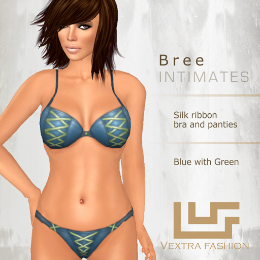 *VEXTRA FASHION* "Bree" Intimates - Blue with Green Ribbon