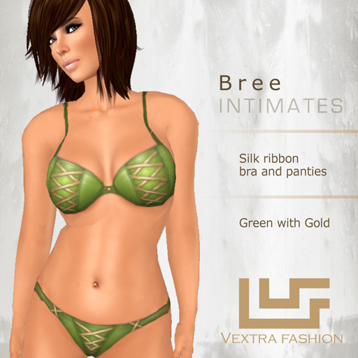 *VEXTRA FASHION* "Bree" Intimates - Green with Gold Ribbon
