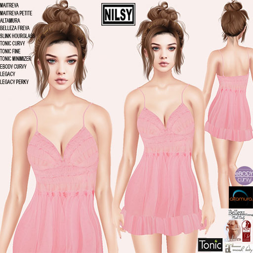 CHIFFON BABYDOLL DRESS,MESH BODY