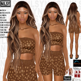 POLKA DOT SHORTS AND STRAPLESS TOP,MESH BODY