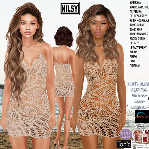MACREME DRESS,2SKINS,MESH BODY