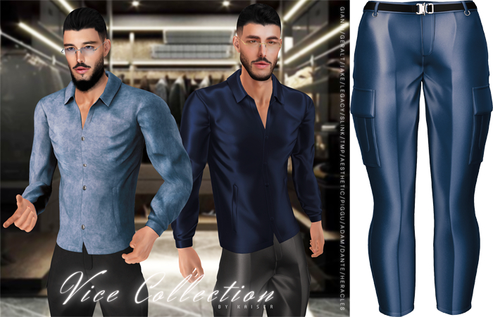 Kaiser - High-Rise Pants Satin Light Blue