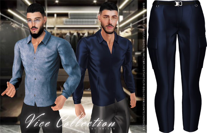 Kaiser - High-Rise Pants Satin Marine