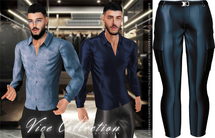 Kaiser - High-Rise Pants Satin Navy Steel