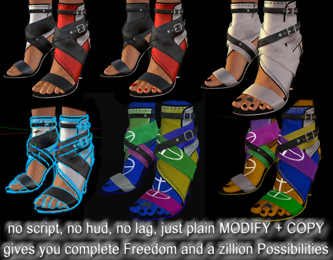 - Lack Sandals, Sculpted Strapped Ankle Sandals fully modifiable AND copy