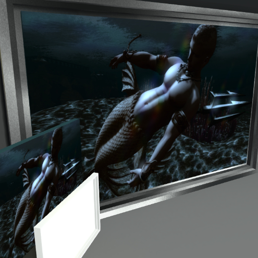 SWF-Gift 1Li mesh-photo-frame w. optional Merman image & shadow