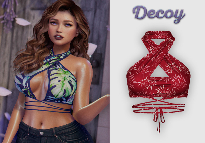 Decoy - Ramona Halter: Floral Red - Maitreya Lara + Petite, Meshbody Legacy, Belleza Freya, Inithium Kupra, Ebody Reborn