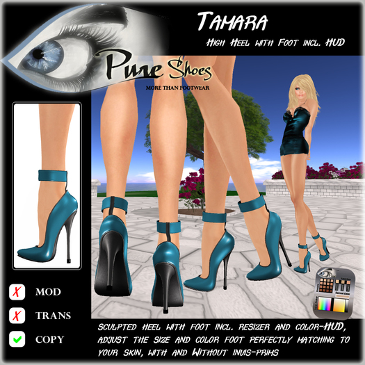 << PURE >> Pure Shoes - Tamara in Aqua [inworld price 99L$]