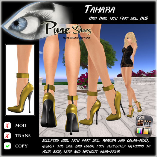 << PURE >> Pure Shoes - Tamara in Gold [inworld price 99L$]