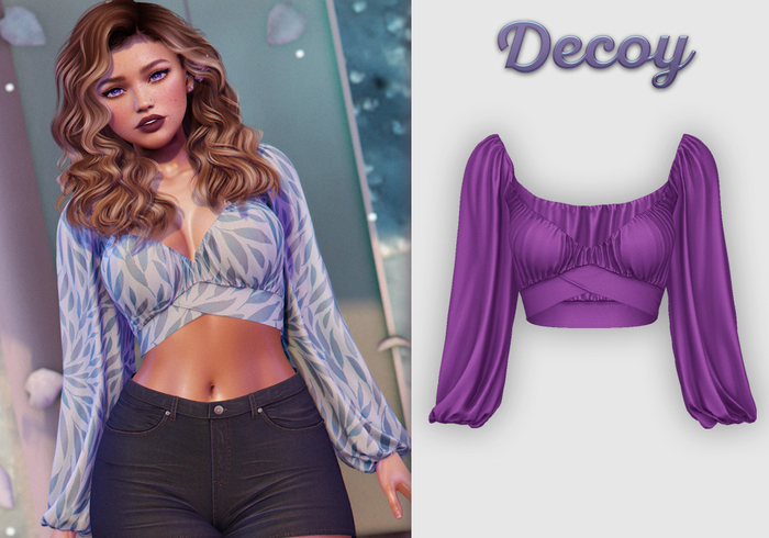 Decoy - Maggie Crop Top: SE Purple  - Maitreya Lara + Petite, Meshbody Legacy, Belleza Freya, Inithium Kupra