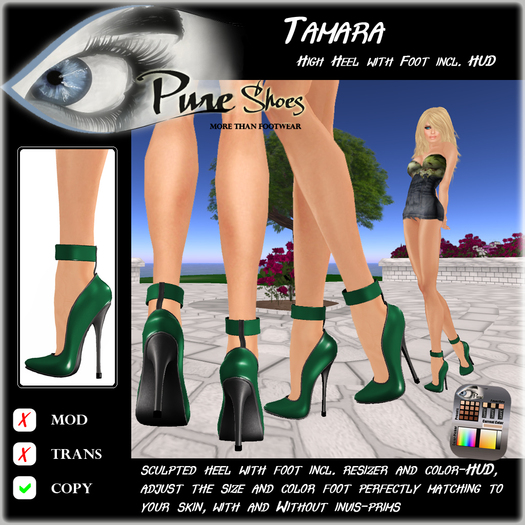 << PURE >> Pure Shoes - Tamara in Green [inworld price 99L$]