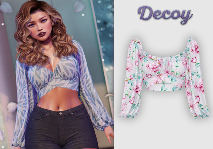 Decoy - Maggie Crop Top: SE Floral White  - Maitreya Lara + Petite, Meshbody Legacy, Belleza Freya, Inithium Kupra