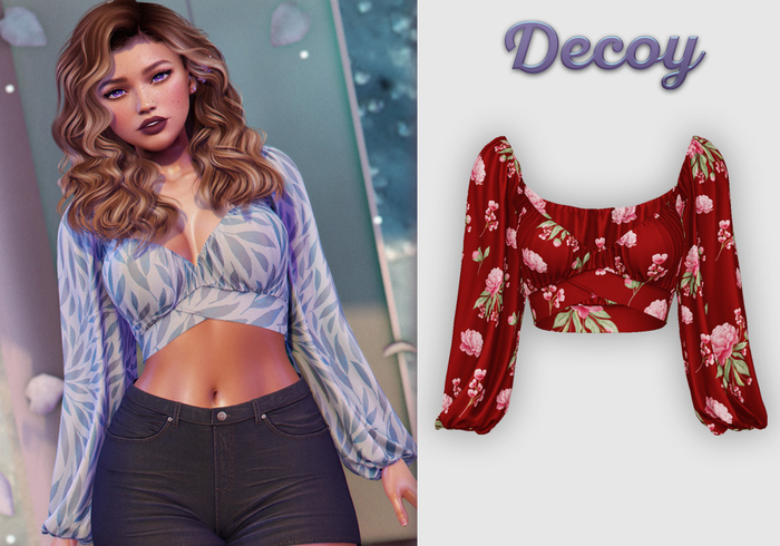 Decoy - Maggie Crop Top: SE Floral Red  - Maitreya Lara + Petite, Meshbody Legacy, Belleza Freya, Inithium Kupra