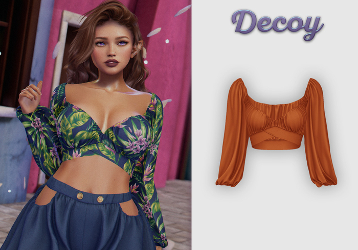 Decoy - Maggie Crop Top: Tangerine  - Maitreya Lara + Petite, Meshbody Legacy, Belleza Freya, Inithium Kupra