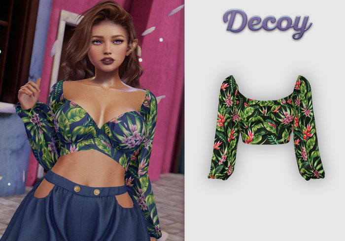 Decoy - Maggie Crop Top: Tropical Black  - Maitreya Lara + Petite, Meshbody Legacy, Belleza Freya, Inithium Kupra