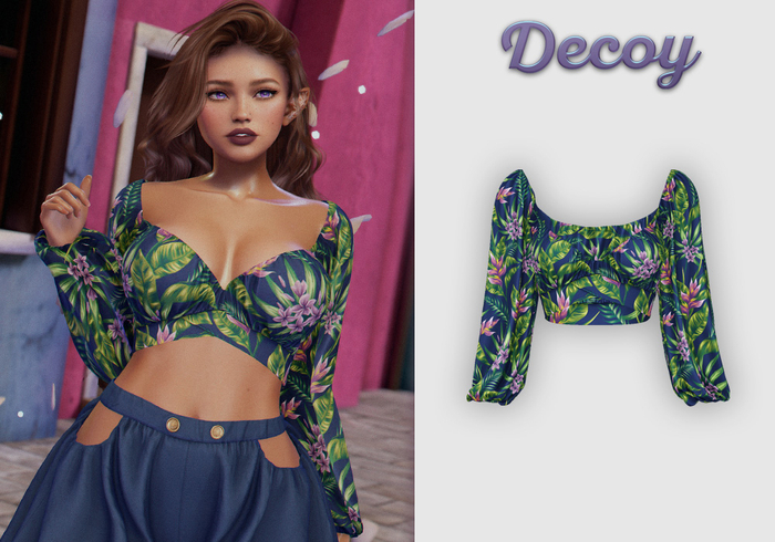 Decoy - Maggie Crop Top: Tropical Navy  - Maitreya Lara + Petite, Meshbody Legacy, Belleza Freya, Inithium Kupra