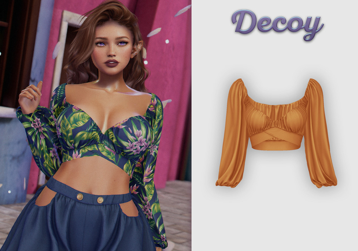 Decoy - Maggie Crop Top: Orange  - Maitreya Lara + Petite, Meshbody Legacy, Belleza Freya, Inithium Kupra