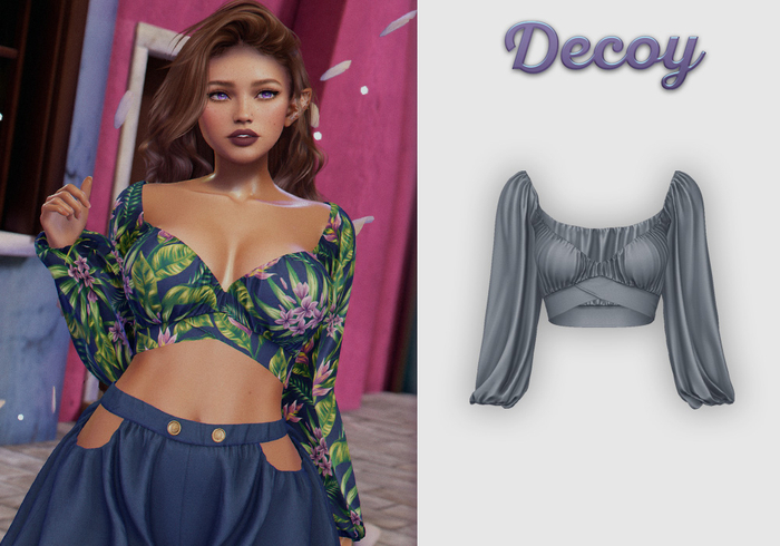 Decoy - Maggie Crop Top: Gray  - Maitreya Lara + Petite, Meshbody Legacy, Belleza Freya, Inithium Kupra